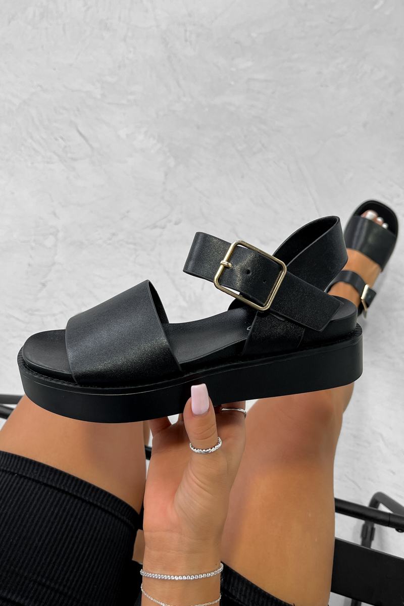 BETHAN Chunky Buckle Sandals - Black