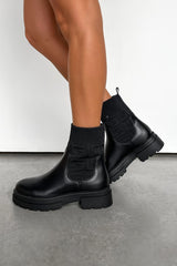 BEX Chunky Sock Fit Ankle Boots - Black