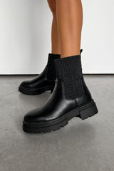 BEX Chunky Sock Fit Ankle Boots - Black - 3