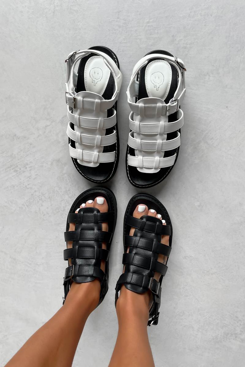 BLADE Chunky Gladiator Buckle Sandals - Black PU - 6