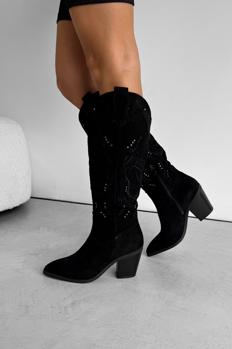 BLAZE Cowboy Western Boots Black – AJ VOYAGE - Main Image