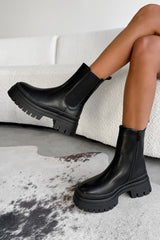 BOLT Chunky Chelsea Ankle Boots - Black PU - 1