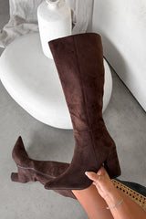 BROGAN Knee High Pointed Toe Boots - Brown