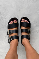 CASEY Chunky Buckle Sandals - Black - 1