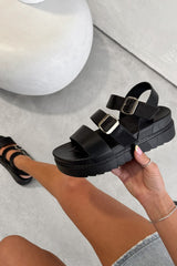 CASEY Chunky Buckle Sandals - Black