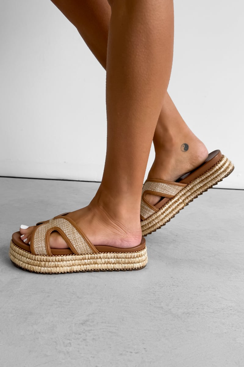 CERIS Chunky Embroidered Espadrille Buckle Sandals - Beige - 3