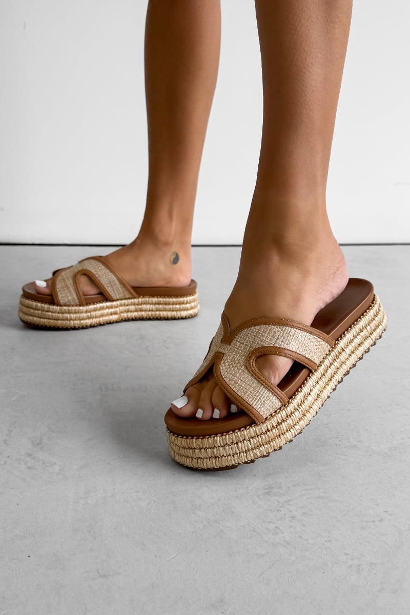 CERIS Chunky Embroidered Espadrille Buckle Sandals - Beige - 4