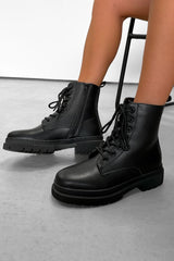 CINDY Chunky Ankle Boots - Black PU