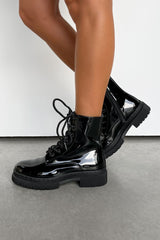CINDY Chunky Ankle Boots - Black Patent - 2