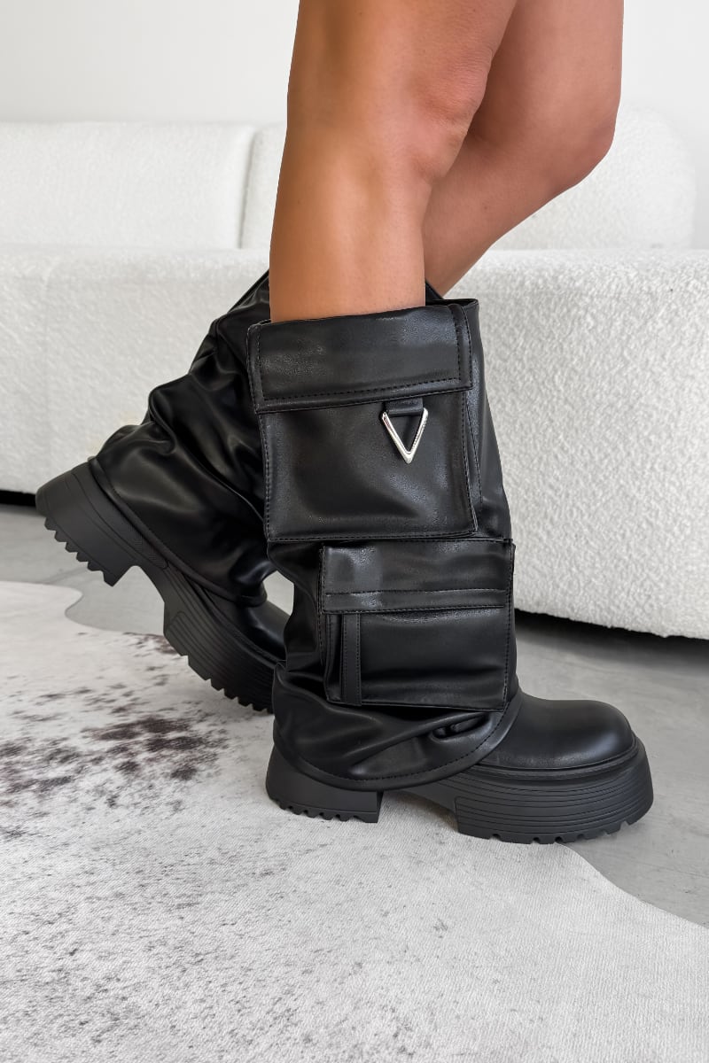 CONTROL Pocket Chunky Platform Boots -  Black - 3