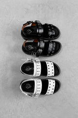 CONTROL Chunky Eyelet Gladiator Sandals - Black PU - 5