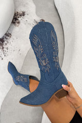 COREY Cowboy Western Boots - Blue Denim