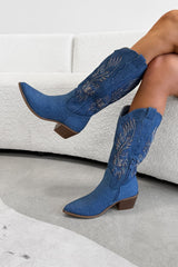 COREY Cowboy Western Boots - Blue Denim - 1