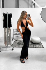 Crochet Maxi Dress - Black - 2