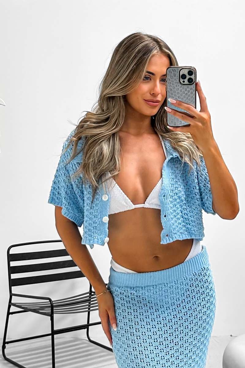 Crochet Skirt Set - Light Blue - 3