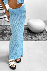 Crochet Skirt Set - Light Blue - 2