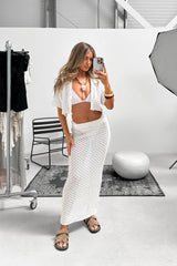 Crochet Skirt Set - White - 2