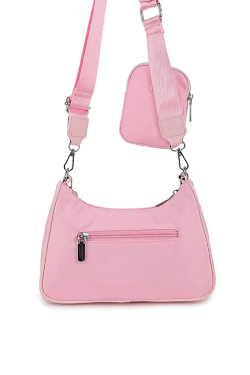 Cross Body Pocket Detail Chain Bag - Pink - 3