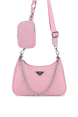 Cross Body Pocket Detail Chain Bag - Pink