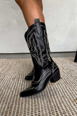 DALLAS Cowboy Western Ankle Boots - Black
