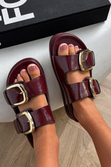 DAYNA Chunky Buckle Sandals - Burgundy