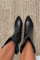 DAYTONA Ankle Western Cowboy Boots -  Black - 3