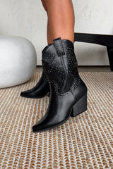 DAYTONA Ankle Western Cowboy Boots -  Black - 1