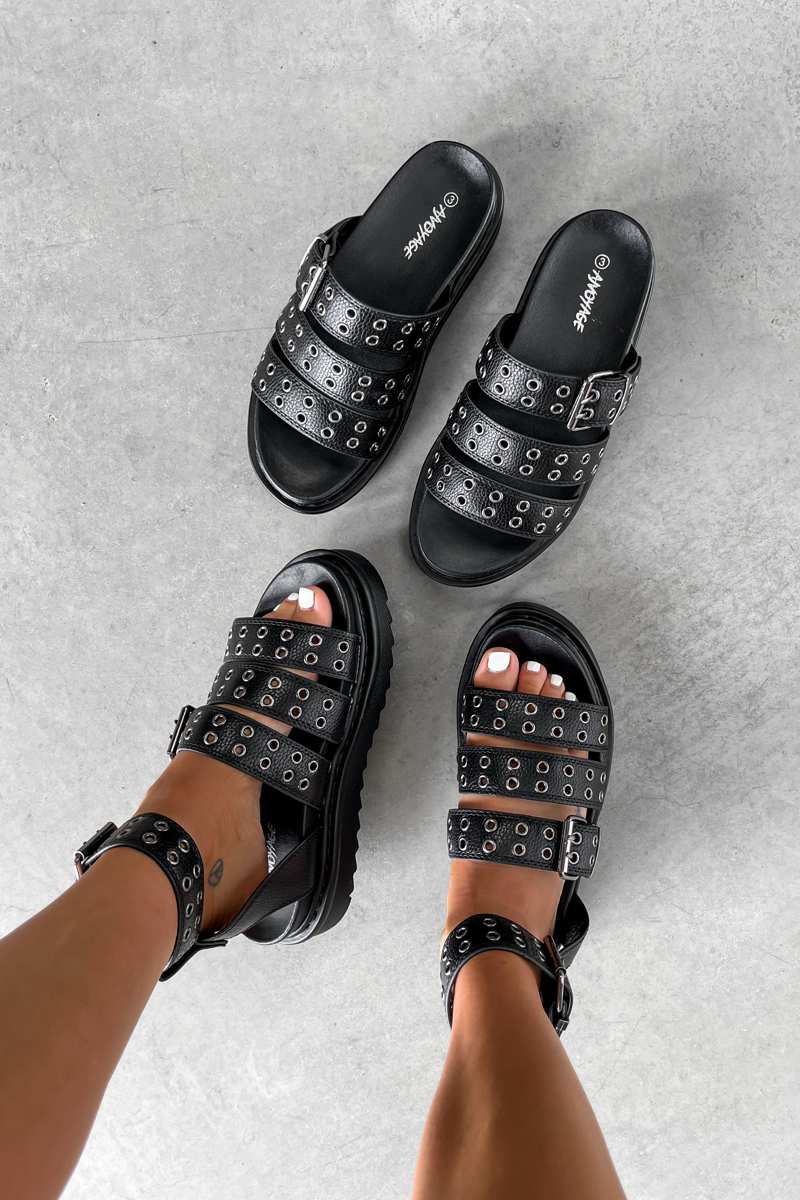 DEFAULT 2.0 Chunky Platform Eyelet Sandals - Black - 5