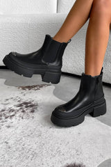 DELEGATE Chunky Chelsea Ankle Boots - Black PU - 3