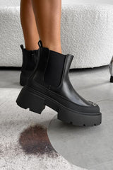 DELEGATE Chunky Chelsea Ankle Boots - Black PU - 1