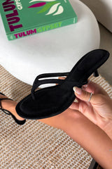 DEMI Faux Suede Kitten Heels - Black