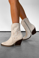 DENVER Western Cowboy Boots - Cream - 2