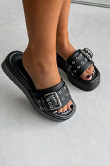 DESTINO Chunky Sandals - Black PU - 1