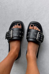 DESTINO Chunky Sandals - Black PU