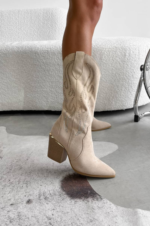 DOLLY Cowboy Western Boots - Beige - 1