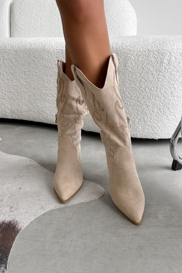 DOLLY Cowboy Western Boots - Beige