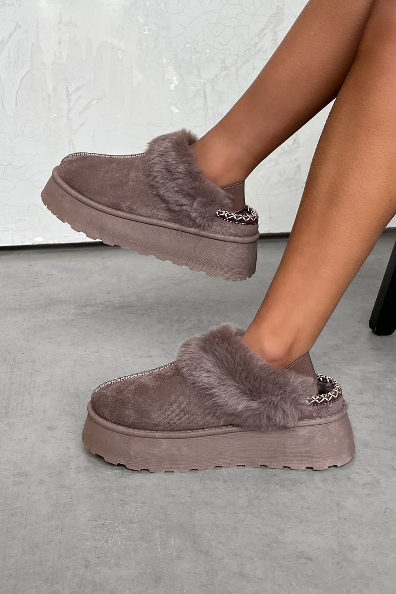 DREAMER Mini Platform Ankle Slippers - Mocha - 1