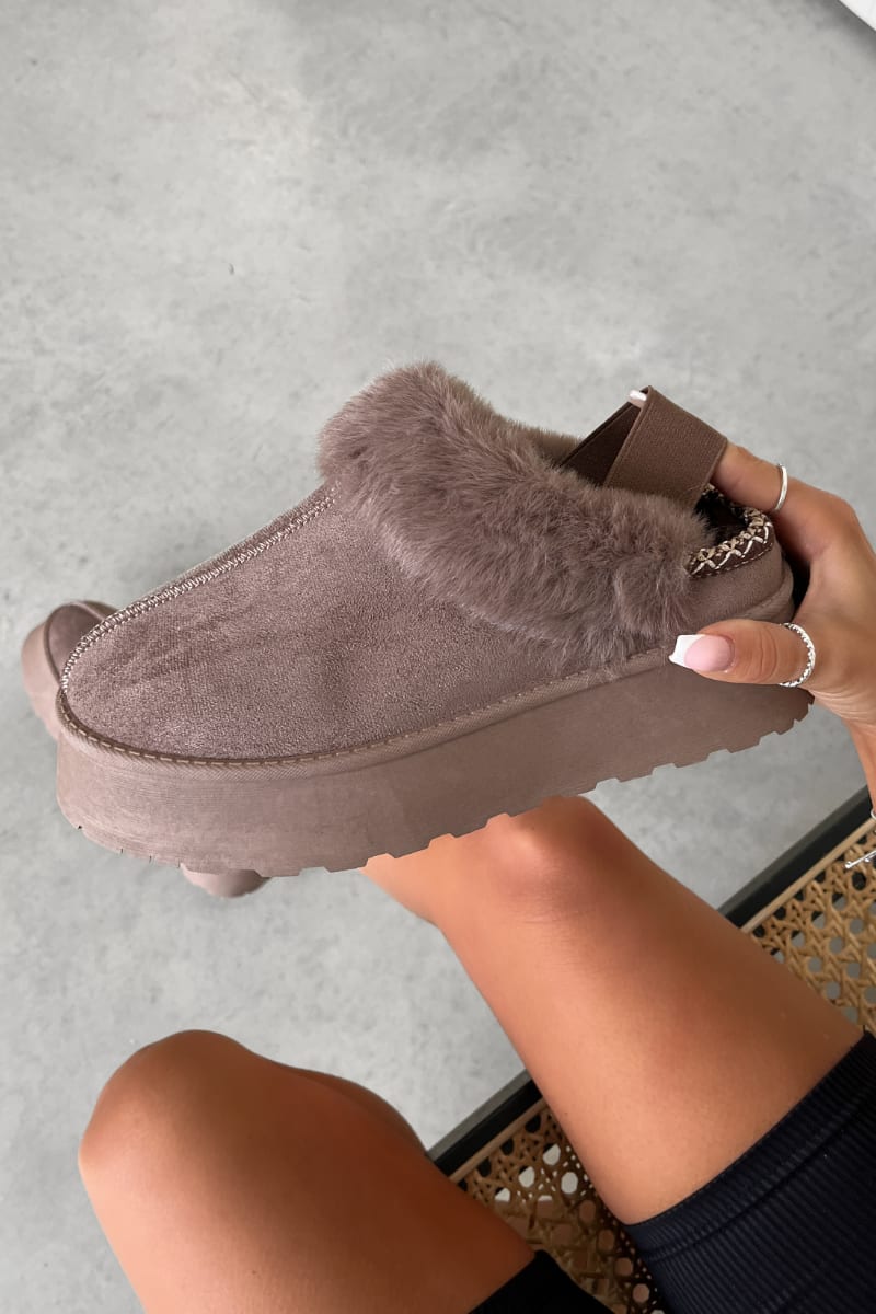 DREAMER Mini Platform Ankle Slippers - Mocha