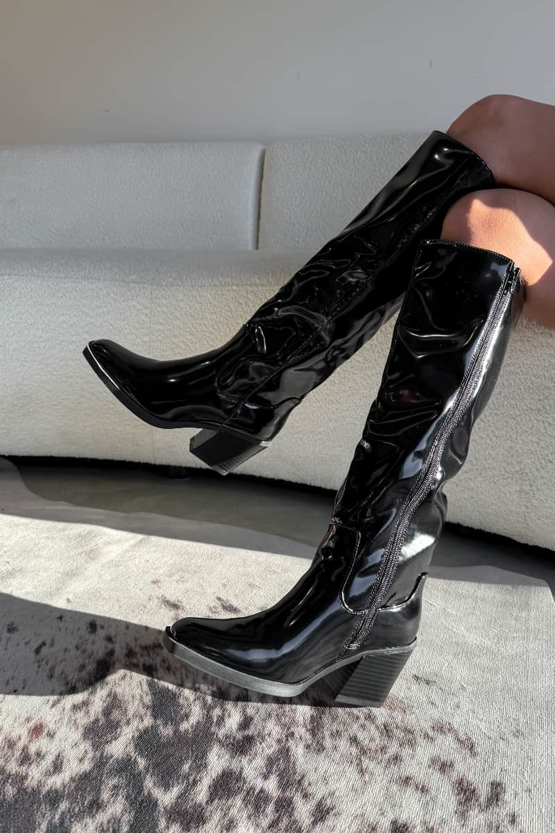 ELIZA Knee High Boots - Black PU - 3