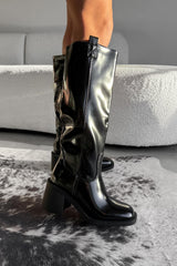 ELIZA Knee High Boots - Black PU