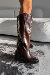 ELIZA Knee High Boots - Brown PU - 3