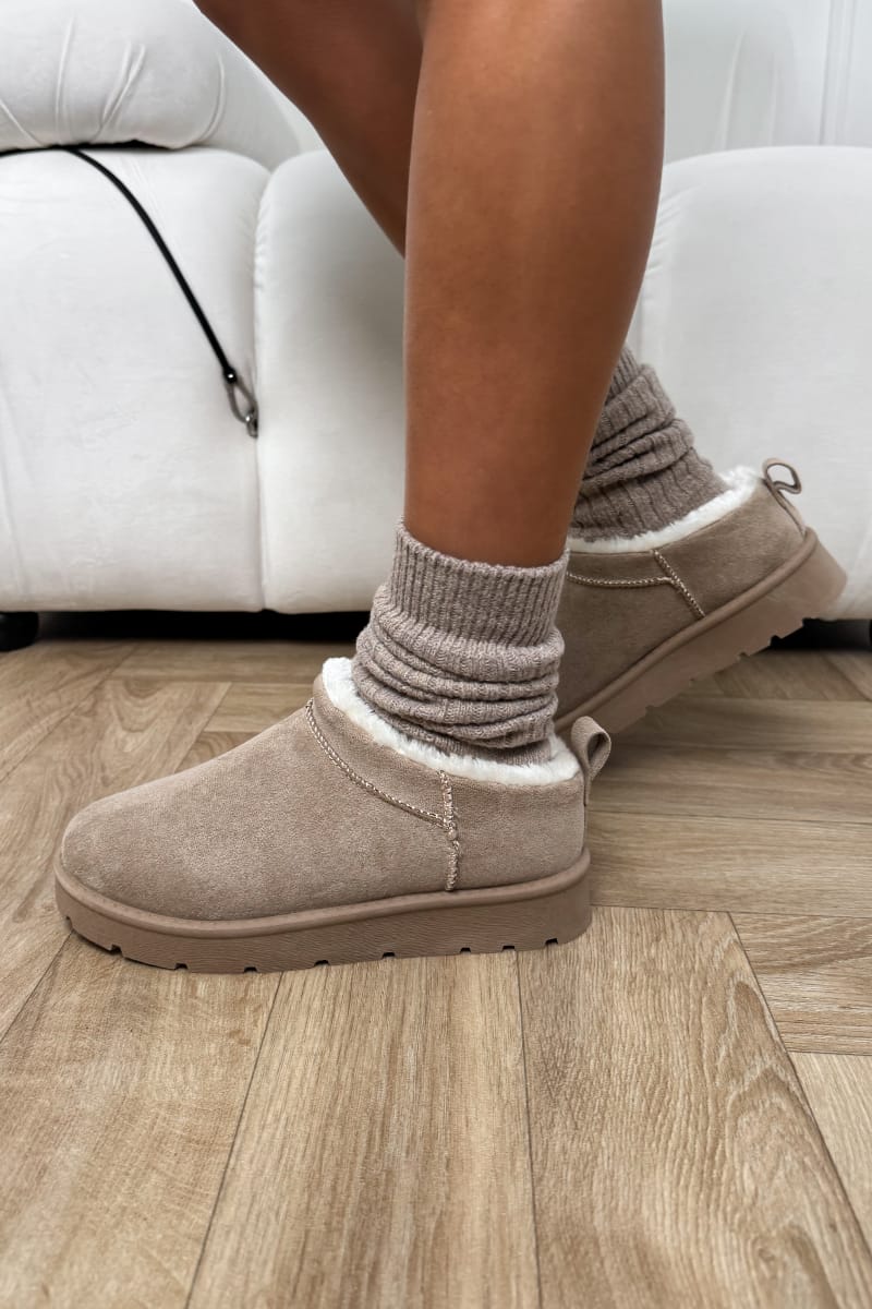 EVLYN Mini Faux Fur Ankle Boots  - Beige - 1