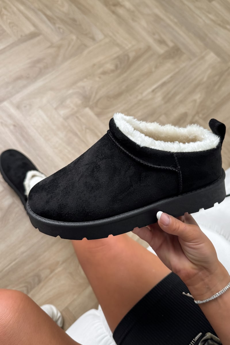 EVLYN Mini Faux Fur Ankle Boots  - Black