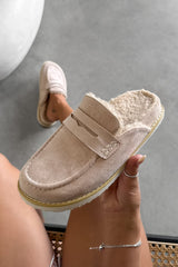 FERN Suede Mule Loafers – Beige