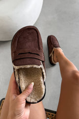 FERN Suede Mule Loafers – Brown