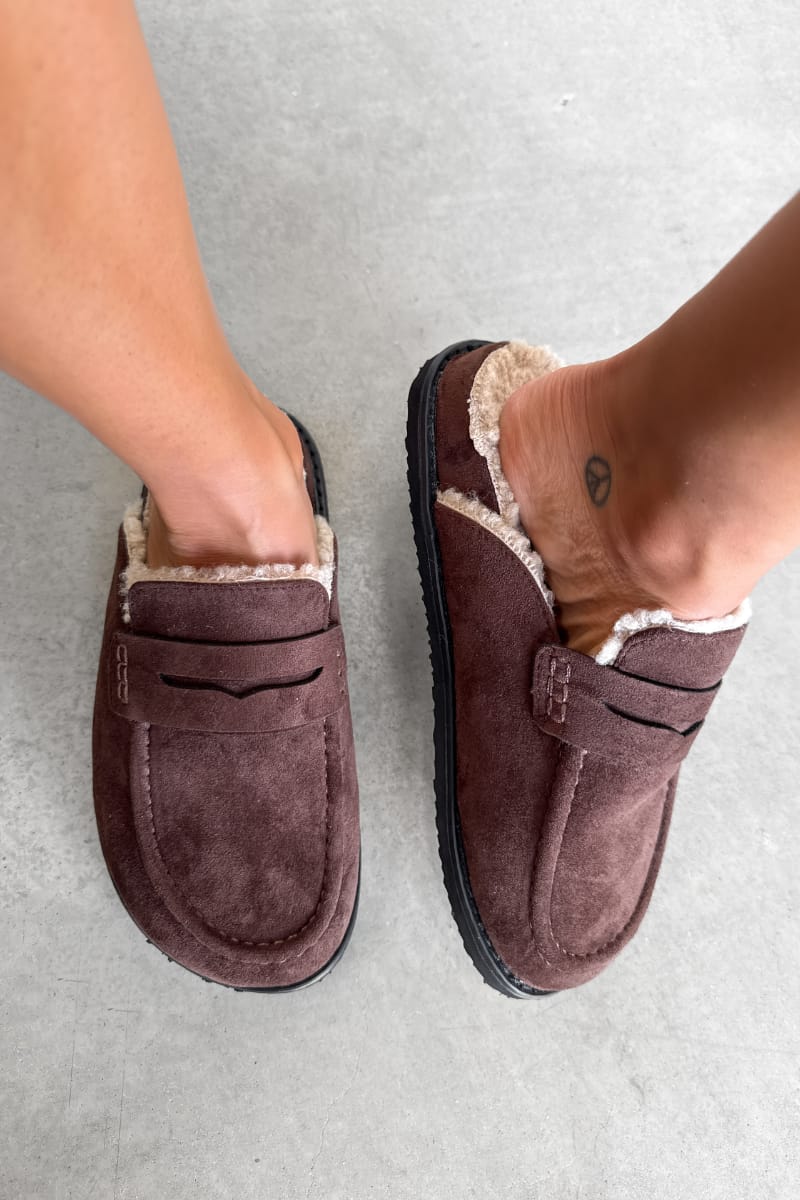 FERN Suede Mule Loafers – Brown - 2