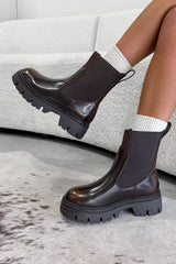 FRAN Chelsea Ankle Boots - Brown PU