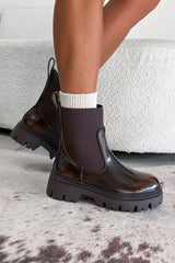 FRAN Chelsea Ankle Boots - Brown PU -1