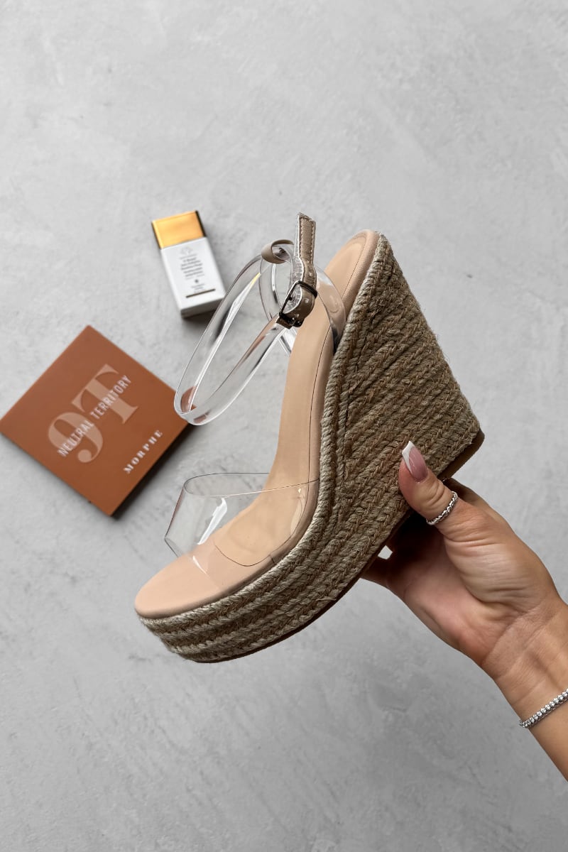 GABBIE Espadrille Wedge Sandals - Nude-3