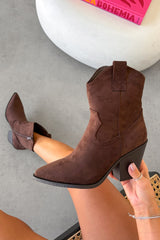 GEORGIA Ankle Western Cowboy Boots -  Brown - 3
